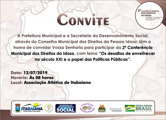 PREFEITURA DE ITABAIANA IRÁ REALIZAR II CONFERÊNCIA MUNICIPAL DOS DIREITOS DO IDOSO