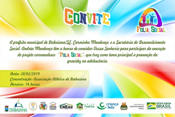 SECRETARIA DE DESENVOLVIMENTO SOCIAL PROMOVE BLOCO FOLIA SOCIAL