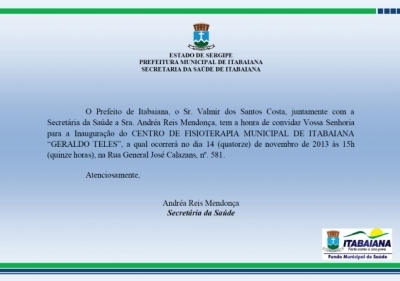 Centro de Fisioterapia Será Inaugurado nesta quinta-feira