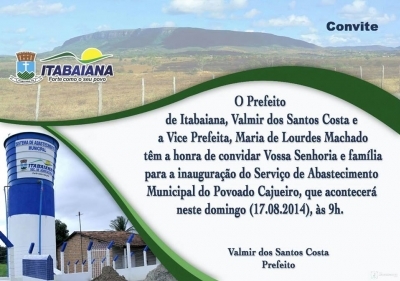Comunidade do Cajueiro receberá dia 17 Serviço de abastecimento de água