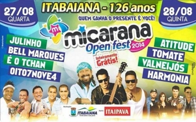 Micarana Open Fest: Dias 27 e 28 de Agosto na Praça de Eventos