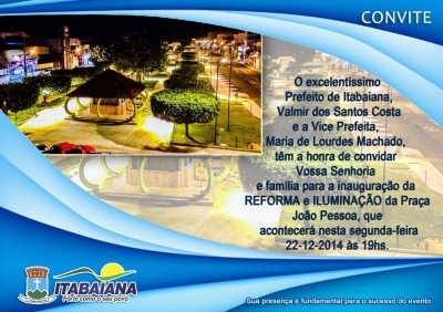 Prefeitura de Itabaiana entrega hoje Revitalização da Praça João Pessoa