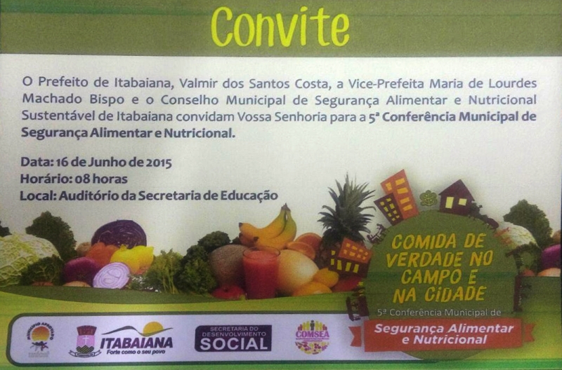 5ª Conferência Municipal de Segurança Alimentar e Nutricional