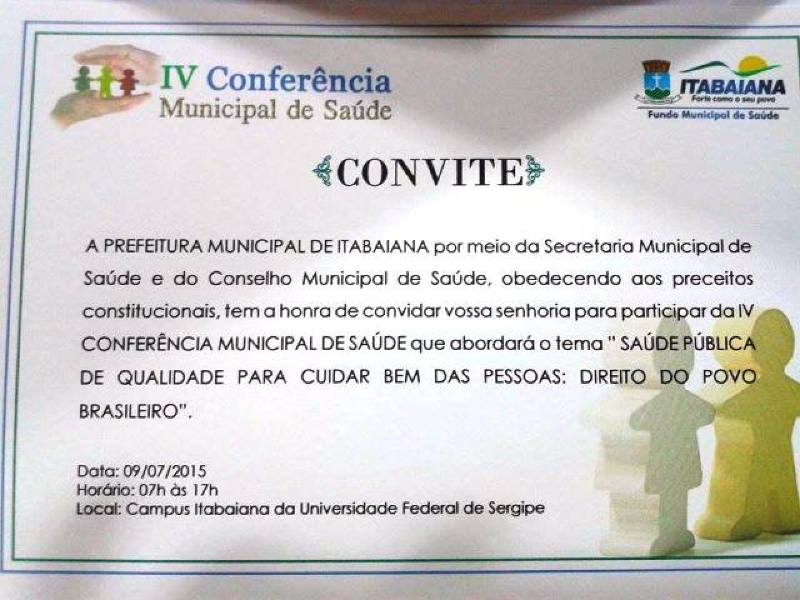 IV Conferência Municipal de Saúde acontece dia 09