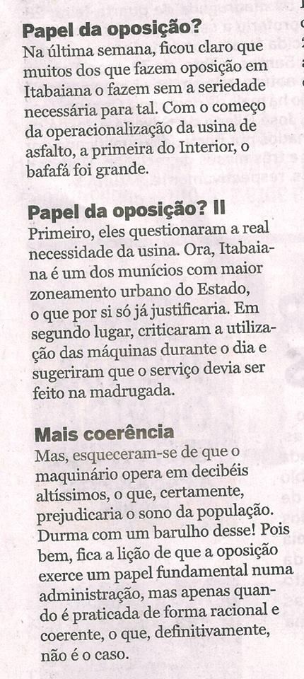 Jornalista do Jornal Cinform fala sobre a administração da cidade de Itabaiana