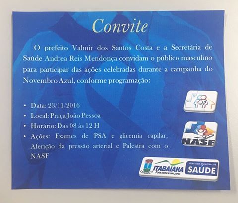 Novembro Azul será Realizado nesta Quarta