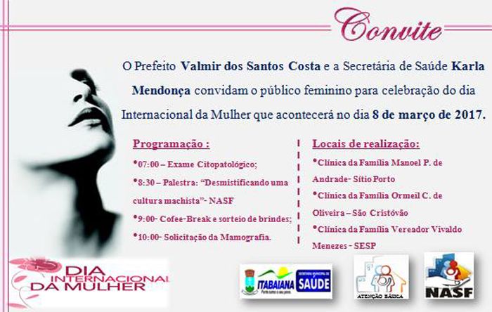 Comemoração ao Dia Internacional da Mulher será realizado nesta quarta-feira, 08.