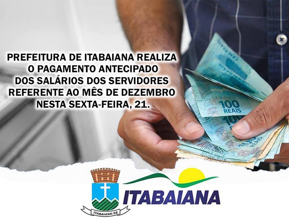 SALÁRIO DOS SERVIDORES PÚBLICOS DE ITABAIANA CONFIRMADO PARA HOJE