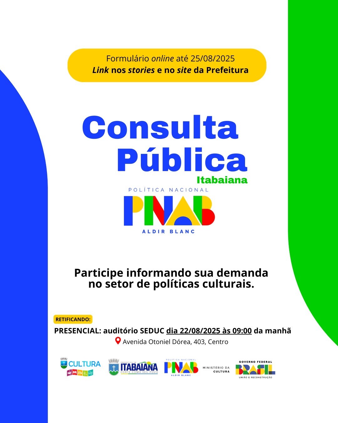Itabaiana realiza consulta pública da PNAB – Lei Aldir Blanc