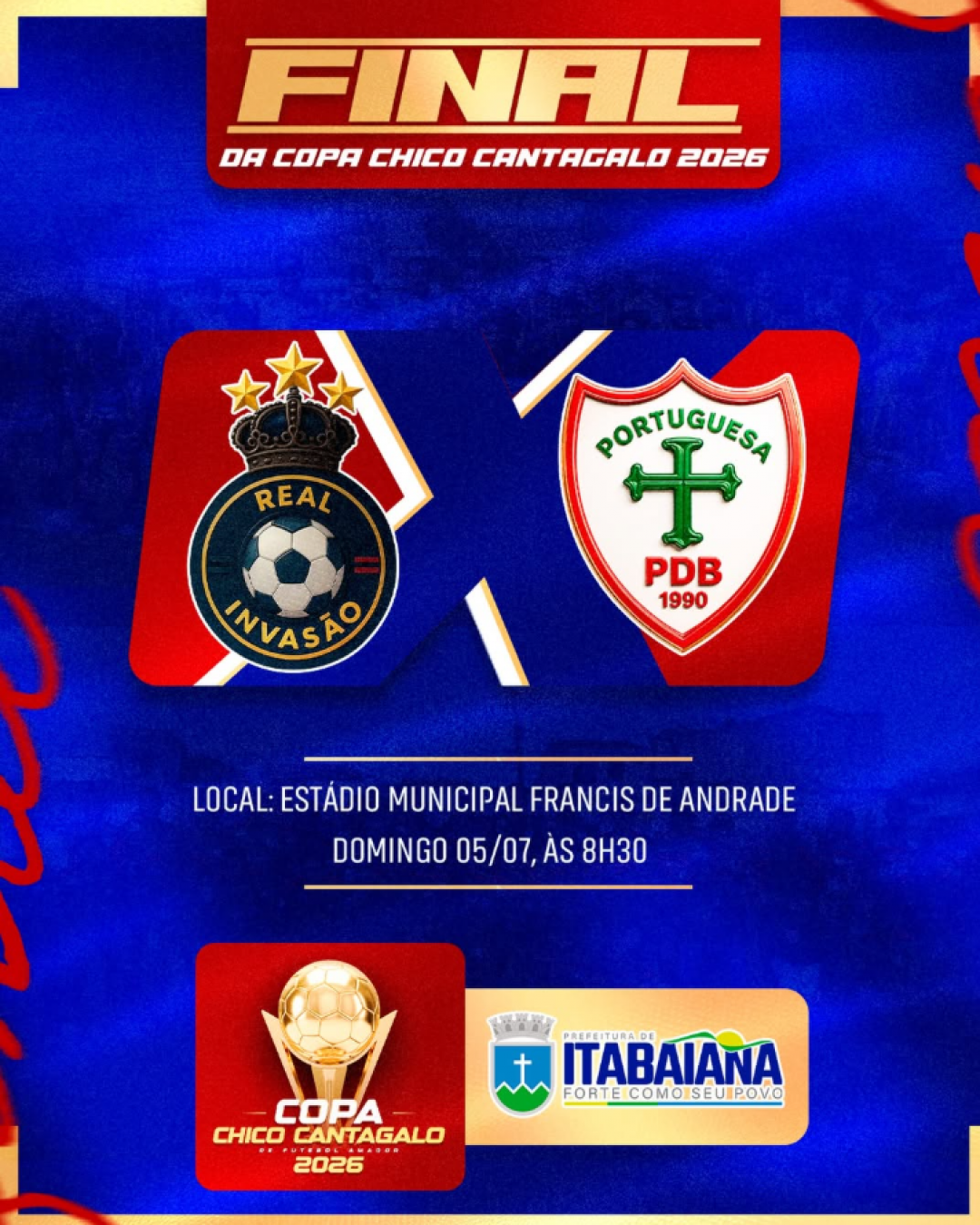 Real Invasão e Portuguesa da Baixada decidem o título de campeão da Copa Chico Cantagalo neste domingo, 05. Jogo será no Estádio Municipal Francis de Andrade