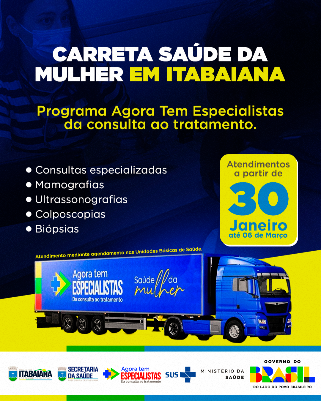 Carreta “Saúde da Mulher” está em Itabaiana e oferta vários serviços através do Ministério da Saúde e Secretaria Municipal de Saúde