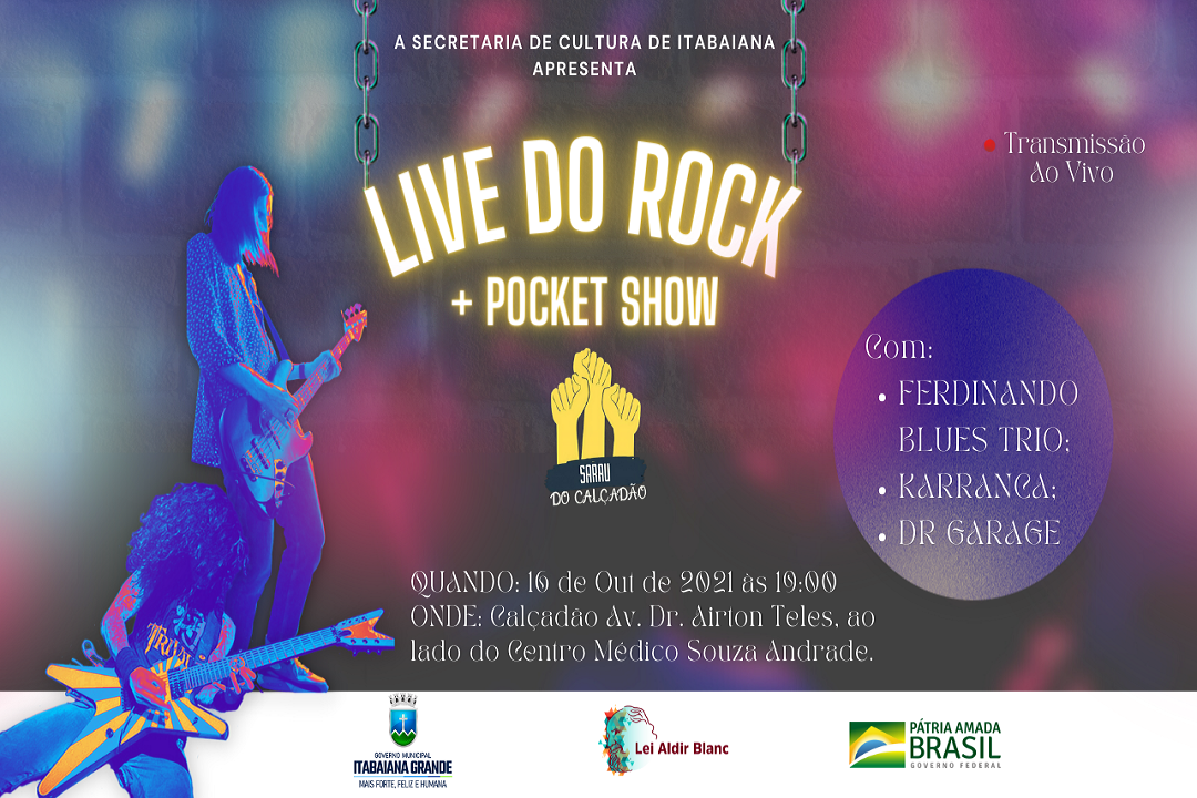 Em parceria com o Sarau do Calçadão, Governo de Itabaiana realizará Live do Rock neste sábado (16)