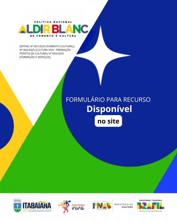 Está disponível o formulário para recurso dos editais da Política Nacional Aldir Blanc de Fomento à Cultura
