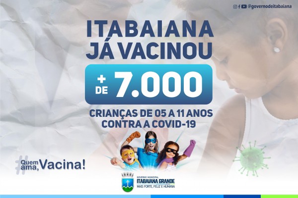 Itabaiana já vacinou mais de 7 mil crianças de 05 a 11 anos de idade contra a Covid-19