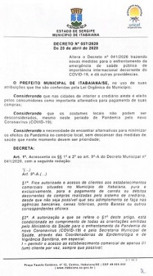 PREFEITURA DE ITABAIANA FLEXIBILIZA ATUAÇÃO DO COMÉRCIO PARA RECEBER PAGAMENTOS DE CREDIÁRIO PRÓPRIO