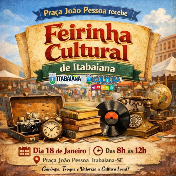 Secretaria de Cultura de Itabaiana promove a “Feirinha Cultural” neste domingo, 18, na Praça João Pessoa