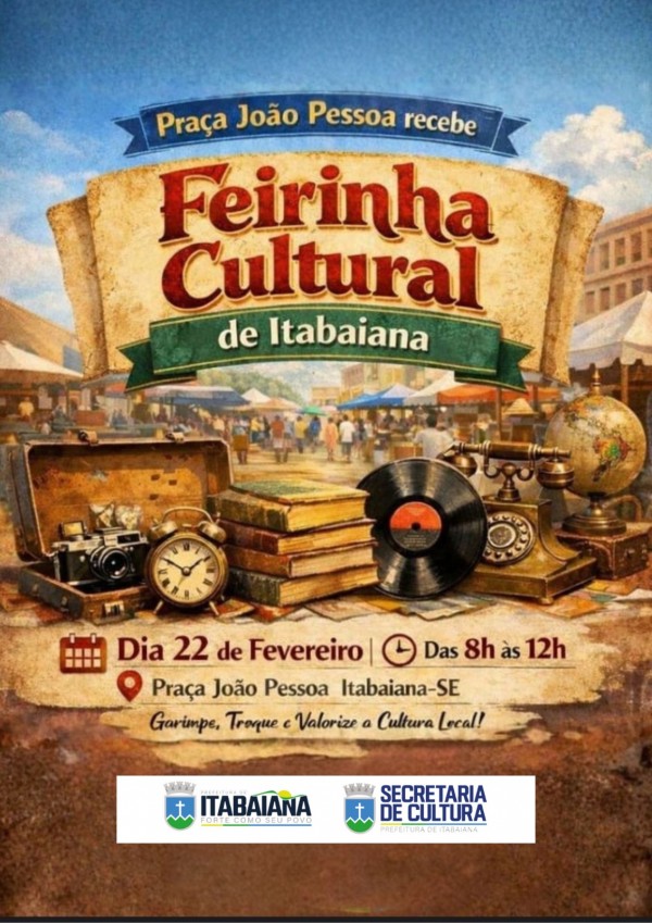 Segunda edição da “Feirinha Cultural”, promovida pela Secretaria de Cultura acontece neste domingo, 22, em Itabaiana