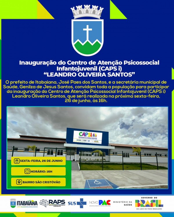 Centro de Atenção Psicossocial Infanto Juvenil (CAPSi) de Itabaiana será inaugurado nesta sexta-feira, 26, no Bairro São Cristóvão