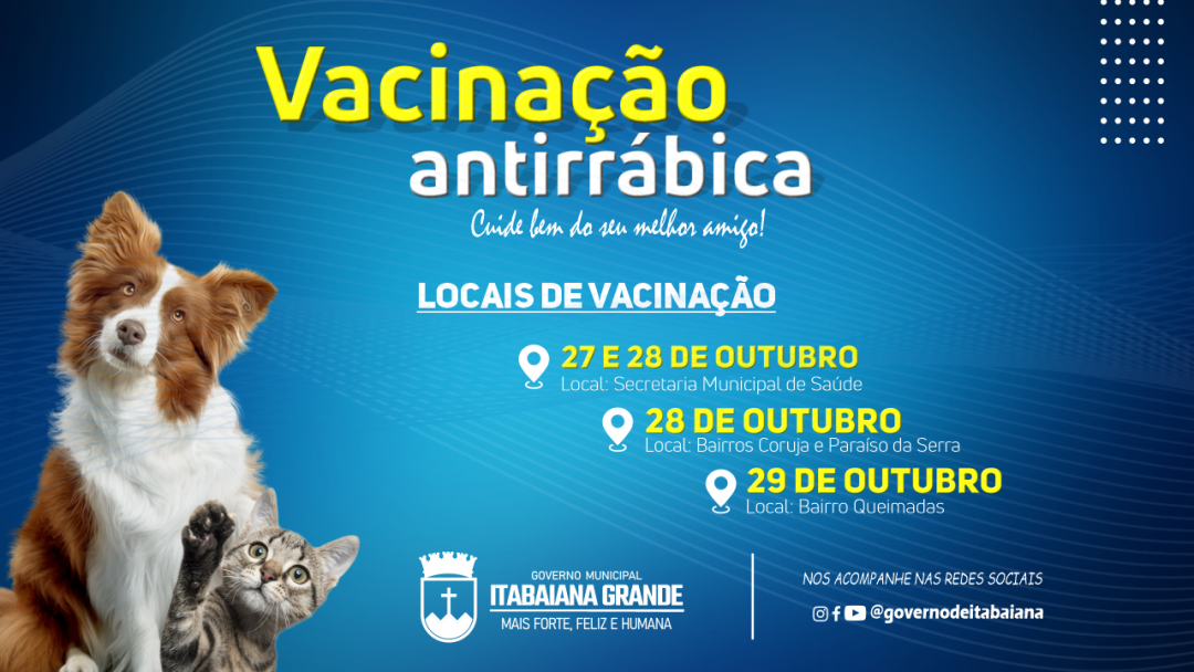 Secretaria municipal de Saúde continua com a campanha de vacinação antirrábica