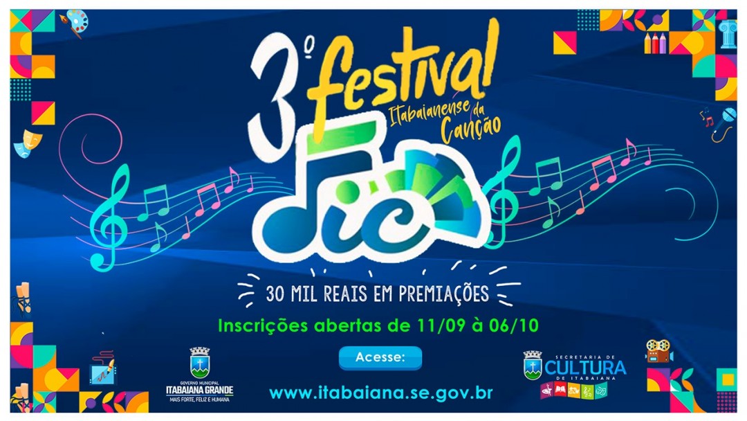 Inscrições para o 3º Festival Itabaianense da Canção (FIC) iniciaram na última segunda-feira, 11