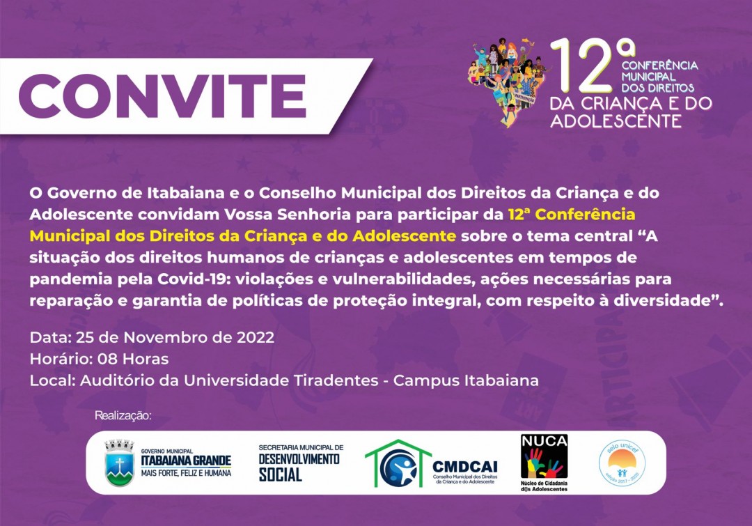 12ª Conferência Municipal dos Direitos da Criança e do Adolescente de Itabaiana/SE