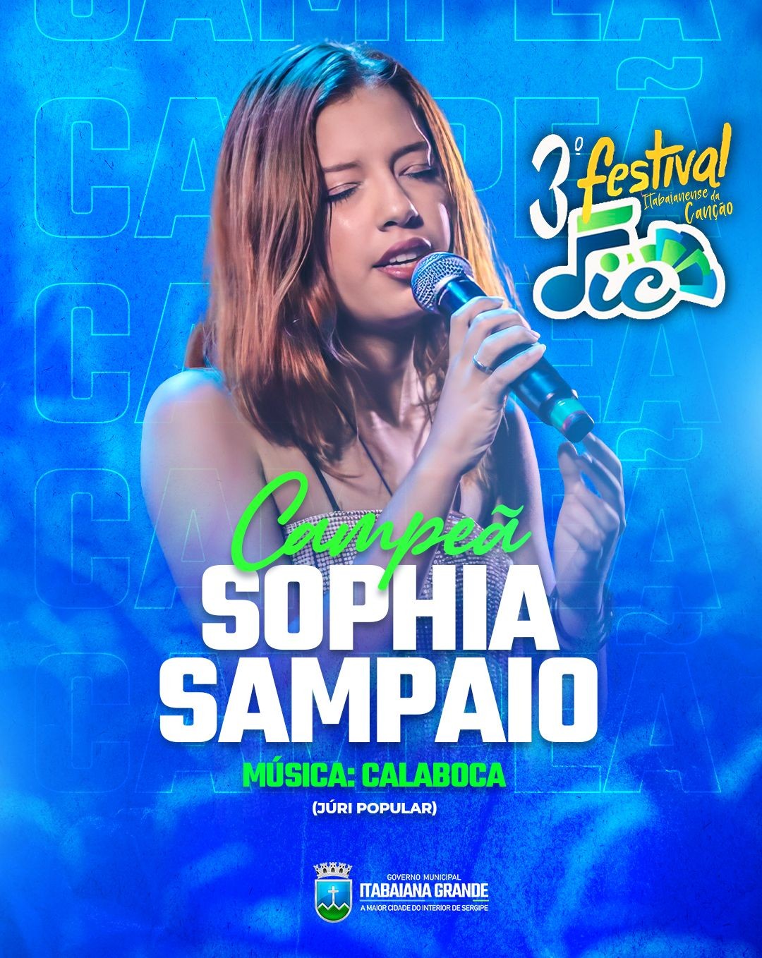 Com 42,46% dos votos, Sophia Sampaio vence o FIC na categoria Júri Popular