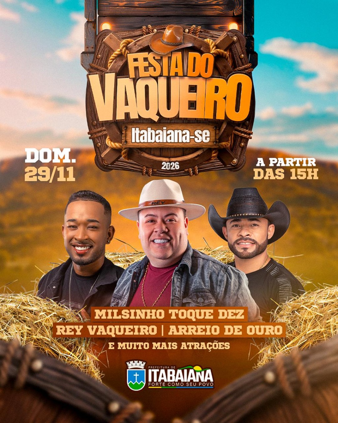 Festa do Vaqueiro acontecerá em Itabaiana no dia 29 de novembro. Rey Vaqueiro, Toque Dez e Arreio de Ouro estão na programação